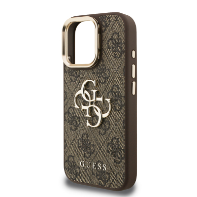 Apple iPhone 15 Pro Max Case Guess Original Licensed PU Leather 4G Patterned Metal Big 4G and Text Logo Camera Stand Cover - 31
