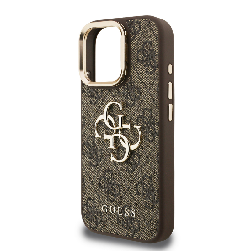 Apple iPhone 15 Pro Max Case Guess Original Licensed PU Leather 4G Patterned Metal Big 4G and Text Logo Camera Stand Cover - 31