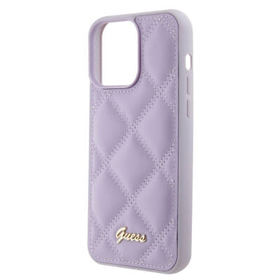 Apple iPhone 15 Pro Max Case Guess Original Licensed PU Leather Metal Text Logo Quilted Cover - 20