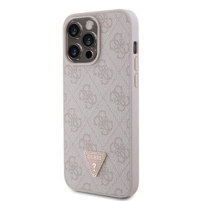 Apple iPhone 15 Pro Max Case Guess Original Licensed PU Leather Stoned Triangle Logo 4G Patterned Strass Cover - 18