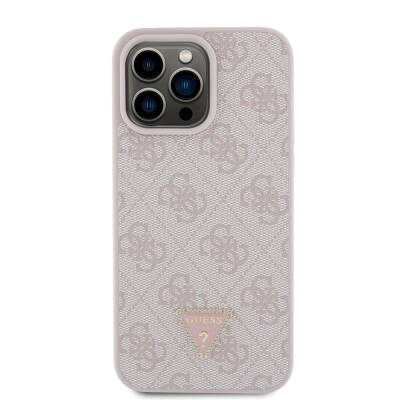 Apple iPhone 15 Pro Max Case Guess Original Licensed PU Leather Stoned Triangle Logo 4G Patterned Strass Cover - 19