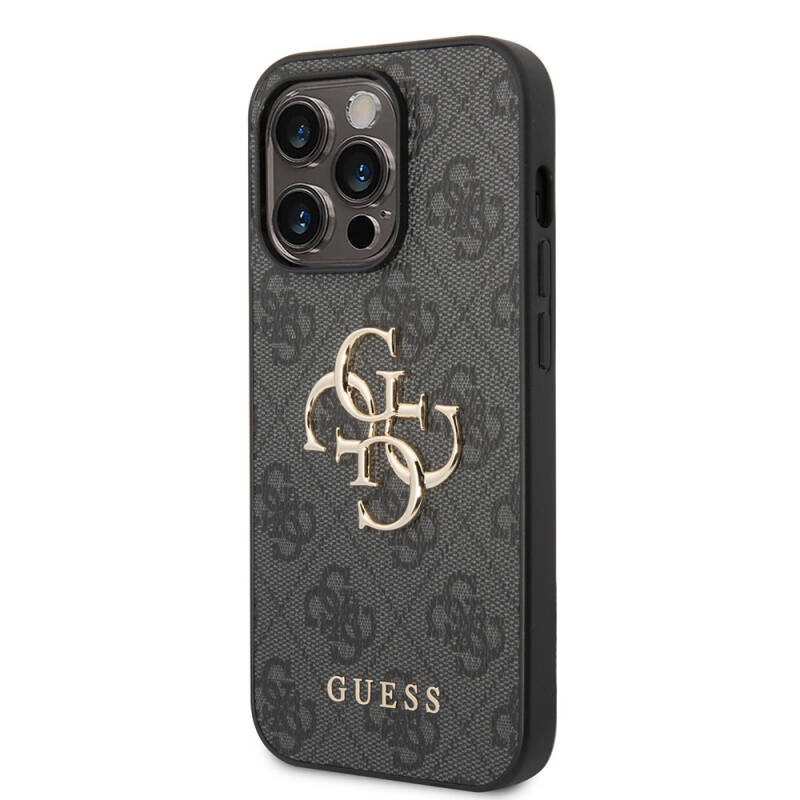 Apple iPhone 15 Pro Max Case Guess Original Licensed PU Leather Text and 4G Metal Logo Patterned Cover - 2