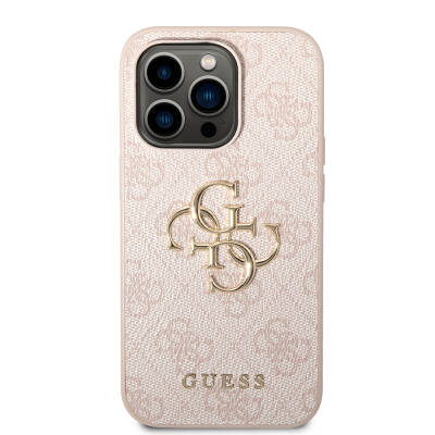 Apple iPhone 15 Pro Max Case Guess Original Licensed PU Leather Text and 4G Metal Logo Patterned Cover - 19