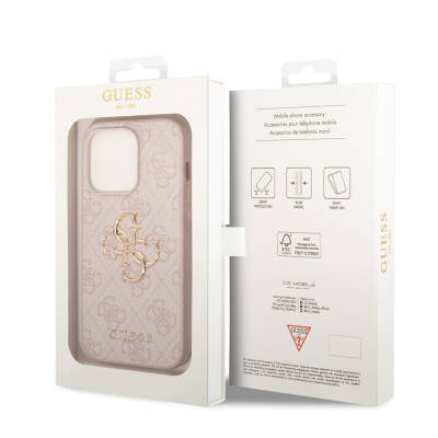 Apple iPhone 15 Pro Max Case Guess Original Licensed PU Leather Text and 4G Metal Logo Patterned Cover - 23