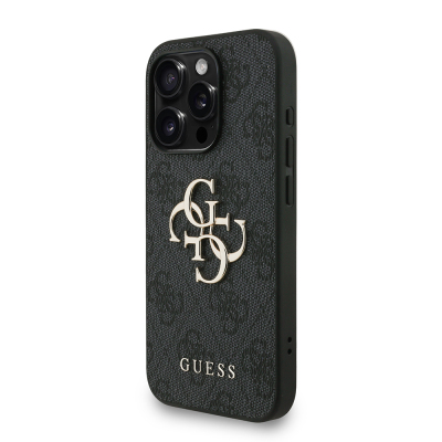 Apple iPhone 15 Pro Max Case Guess Original Licensed PU Leather Wrist Strap Rope Metal Big 4G and Text Logo Cover - 20