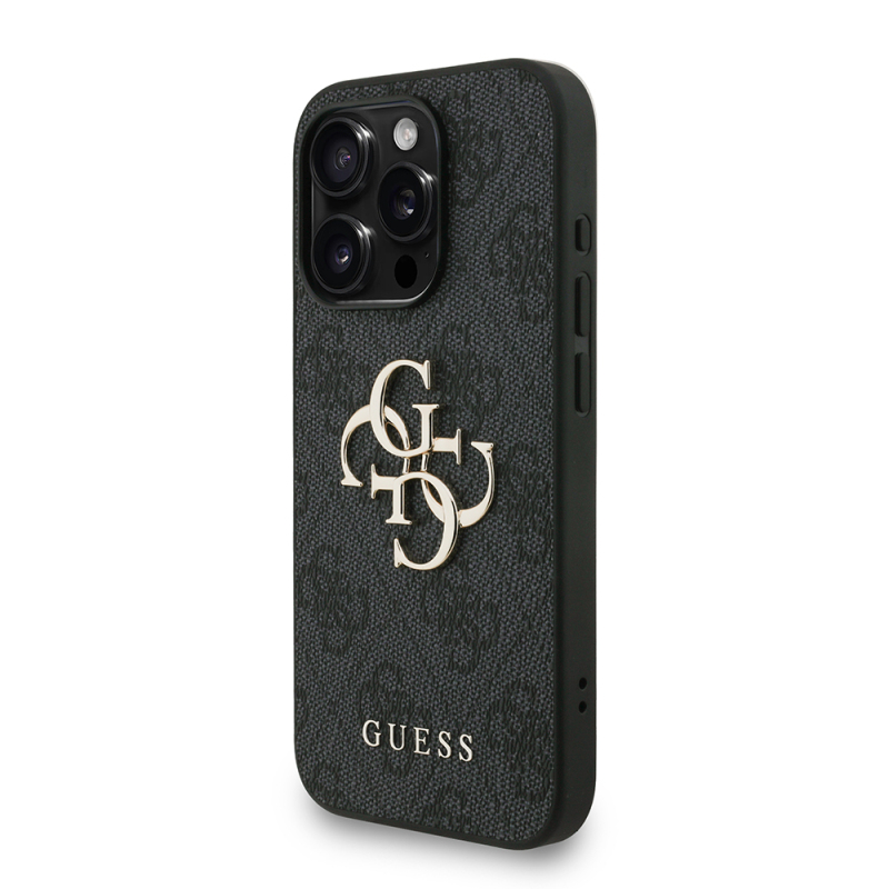 Apple iPhone 15 Pro Max Case Guess Original Licensed PU Leather Wrist Strap Rope Metal Big 4G and Text Logo Cover - 20