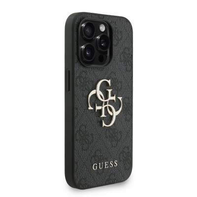 Apple iPhone 15 Pro Max Case Guess Original Licensed PU Leather Wrist Strap Rope Metal Big 4G and Text Logo Cover - 21
