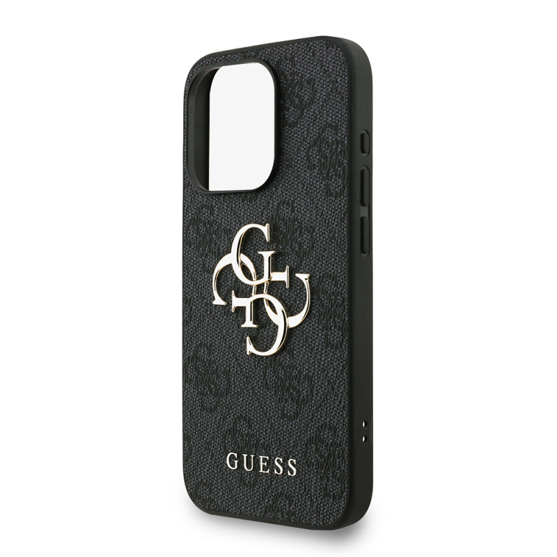 Apple iPhone 15 Pro Max Case Guess Original Licensed PU Leather Wrist Strap Rope Metal Big 4G and Text Logo Cover - 23