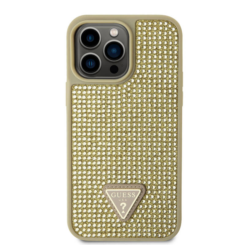 Apple iPhone 15 Pro Max Case Guess Original Licensed Stone Back Surface Cover with Triangle Logo - 4