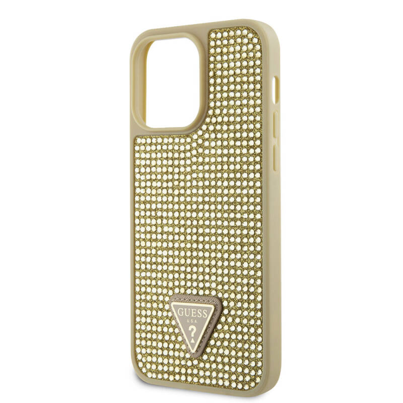 Apple iPhone 15 Pro Max Case Guess Original Licensed Stone Back Surface Cover with Triangle Logo - 7