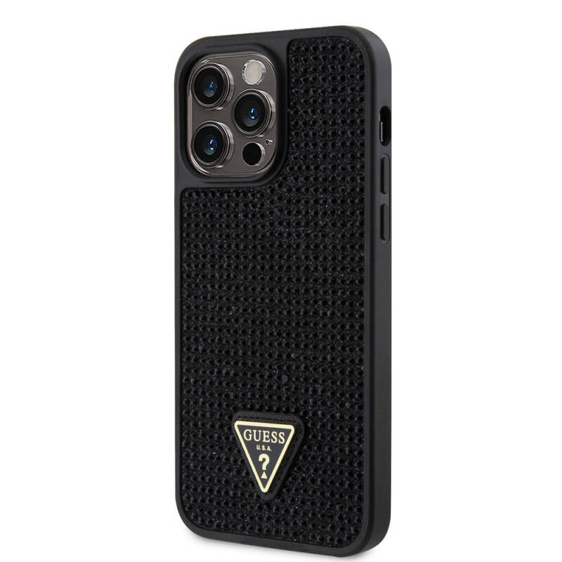 Apple iPhone 15 Pro Max Case Guess Original Licensed Stone Back Surface Cover with Triangle Logo - 11