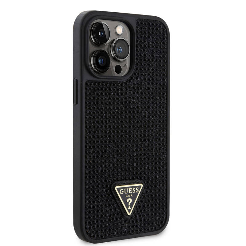 Apple iPhone 15 Pro Max Case Guess Original Licensed Stone Back Surface Cover with Triangle Logo - 13