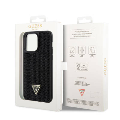 Apple iPhone 15 Pro Max Case Guess Original Licensed Stone Back Surface Cover with Triangle Logo - 17