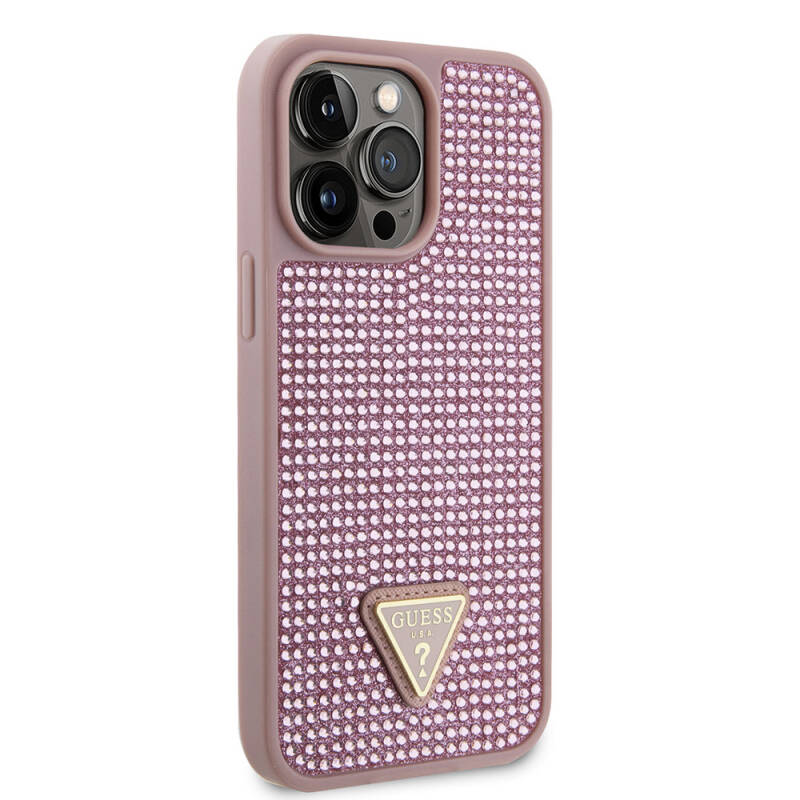 Apple iPhone 15 Pro Max Case Guess Original Licensed Stone Back Surface Cover with Triangle Logo - 21