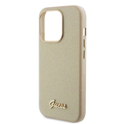 Apple iPhone 15 Pro Max Case Guess Original Licensed Text Logo Glitter Glossy Script Cover - 13