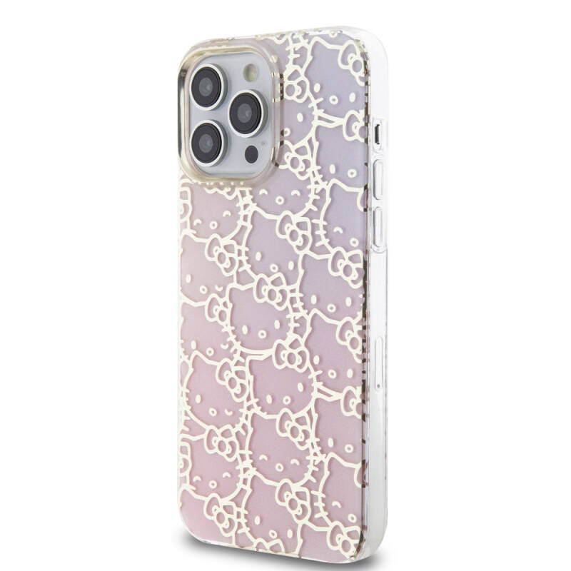 Apple iPhone 15 Pro Max Case Hello Kitty Original Licensed Color Transition Electroplating Coating Kitty Head Patterned Cover - 11