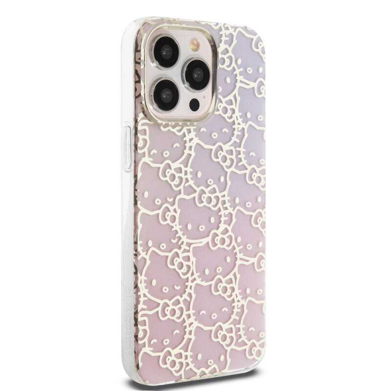 Apple iPhone 15 Pro Max Case Hello Kitty Original Licensed Color Transition Electroplating Coating Kitty Head Patterned Cover - 13