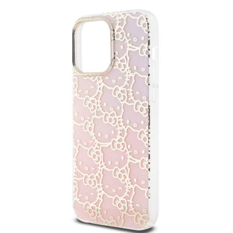 Apple iPhone 15 Pro Max Case Hello Kitty Original Licensed Color Transition Electroplating Coating Kitty Head Patterned Cover - 15