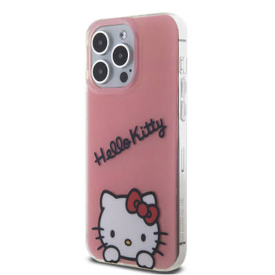 Apple iPhone 15 Pro Max Case Hello Kitty Original Licensed Hanging Text and Iconic Logo Daydreaming Cover - 2