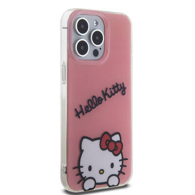 Apple iPhone 15 Pro Max Case Hello Kitty Original Licensed Hanging Text and Iconic Logo Daydreaming Cover - 4