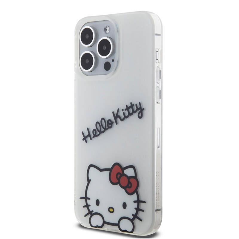 Apple iPhone 15 Pro Max Case Hello Kitty Original Licensed Hanging Text and Iconic Logo Daydreaming Cover - 11