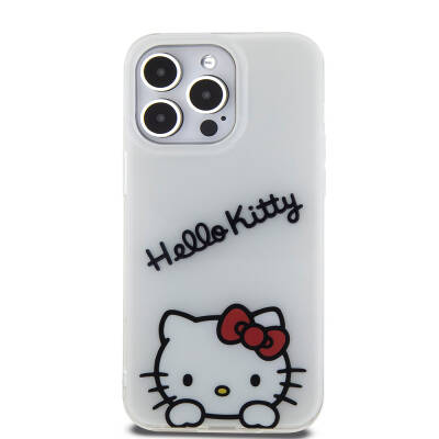 Apple iPhone 15 Pro Max Case Hello Kitty Original Licensed Hanging Text and Iconic Logo Daydreaming Cover - 12