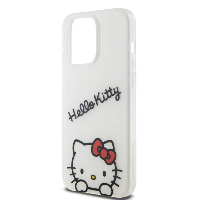 Apple iPhone 15 Pro Max Case Hello Kitty Original Licensed Hanging Text and Iconic Logo Daydreaming Cover - 15