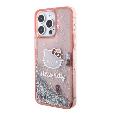 Apple iPhone 15 Pro Max Case Hello Kitty Original Licensed Iconic Liquid Glitter Cover - 11