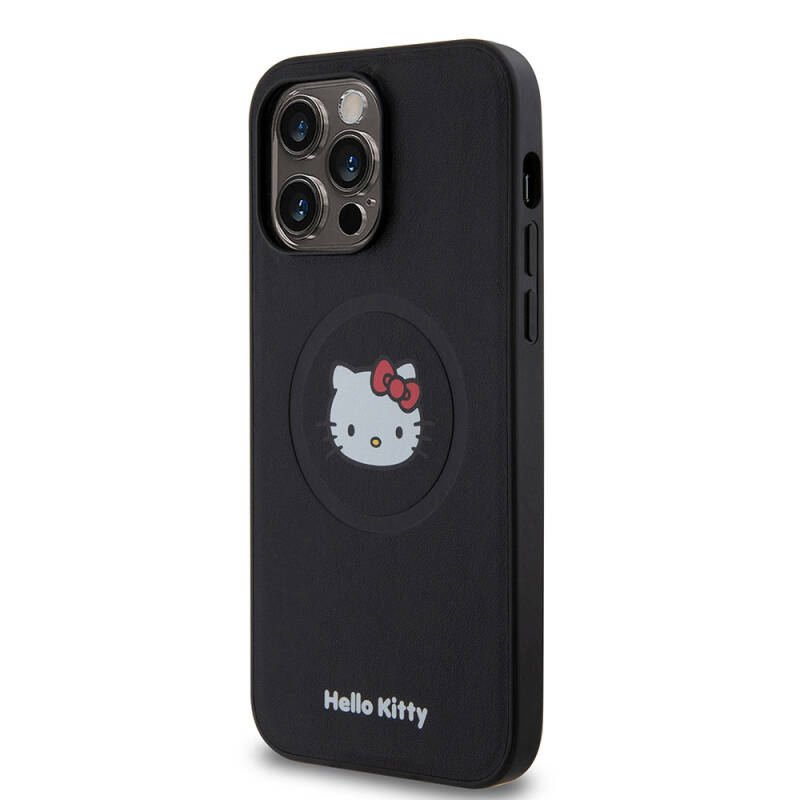 Apple iPhone 15 Pro Max Case Hello Kitty Original Licensed Magsafe Charge Kitty Head Leather Cover - 2