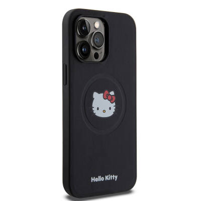 Apple iPhone 15 Pro Max Case Hello Kitty Original Licensed Magsafe Charge Kitty Head Leather Cover - 3