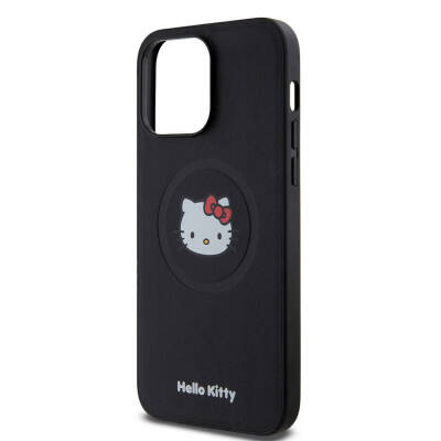 Apple iPhone 15 Pro Max Case Hello Kitty Original Licensed Magsafe Charge Kitty Head Leather Cover - 5