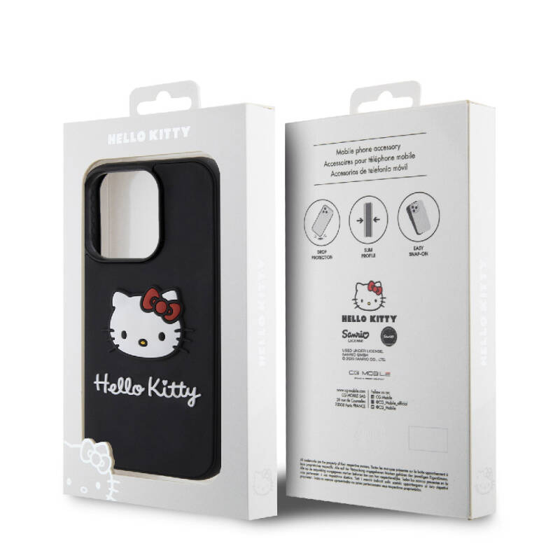 Apple iPhone 15 Pro Max Case Hello Kitty Original Licensed Text and Iconic Logo 3D Rubber Kitty Head Cover - 8