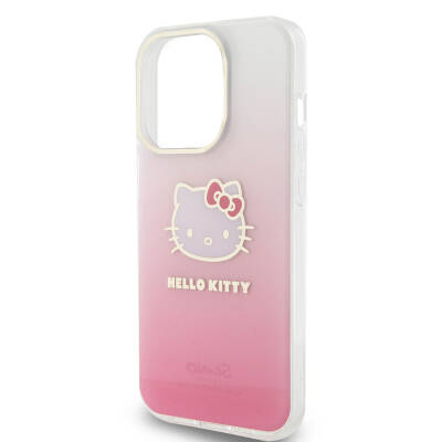 Apple iPhone 15 Pro Max Case Hello Kitty Original Licensed Text and Iconic Logo Electroplating Coating Gradient Cover - 14