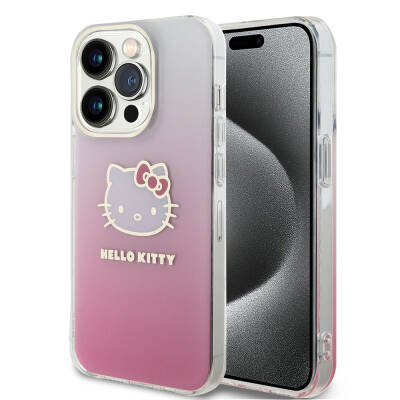 Apple iPhone 15 Pro Max Case Hello Kitty Original Licensed Text and Iconic Logo Electroplating Coating Gradient Cover - 17