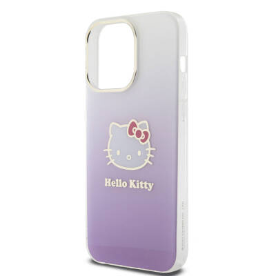 Apple iPhone 15 Pro Max Case Hello Kitty Original Licensed Text and Iconic Logo Electroplating Coating Gradient Cover - 6