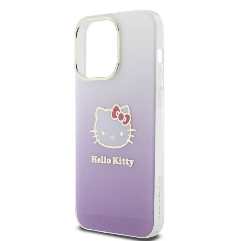 Apple iPhone 15 Pro Max Case Hello Kitty Original Licensed Text and Iconic Logo Electroplating Coating Gradient Cover - 6