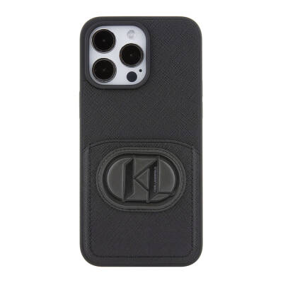 Apple iPhone 15 Pro Max Case Karl Lagerfeld Card Holder Saffiano K&L Patch Original Licensed Cover - 3