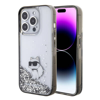 Apple iPhone 15 Pro Max Case Karl Lagerfeld Choupette Liquid Glitter Original Licensed Cover - 1