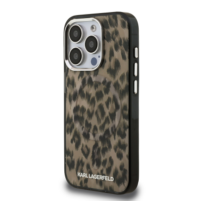 Apple iPhone 15 Pro Max Case Karl Lagerfeld Original Licensed IML Leopard Print Cover - 3
