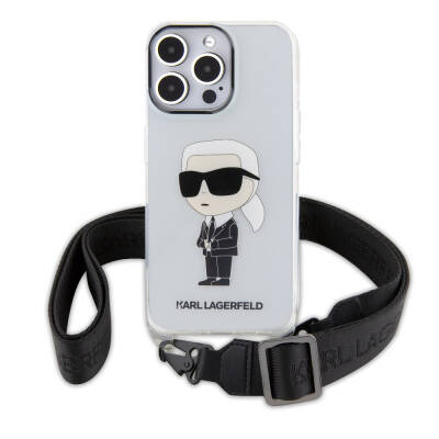 Apple iPhone 15 Pro Max Case Karl Lagerfeld Original Licensed Karl Iconic Crossbody Cover with Neck Strap - 2