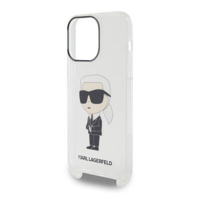 Apple iPhone 15 Pro Max Case Karl Lagerfeld Original Licensed Karl Iconic Crossbody Cover with Neck Strap - 5