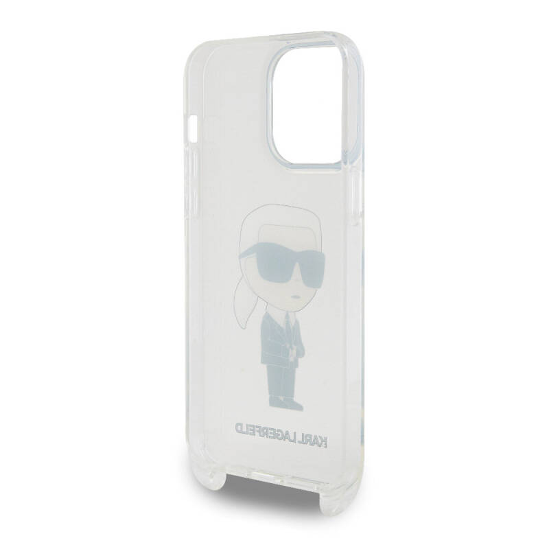 Apple iPhone 15 Pro Max Case Karl Lagerfeld Original Licensed Karl Iconic Crossbody Cover with Neck Strap - 6