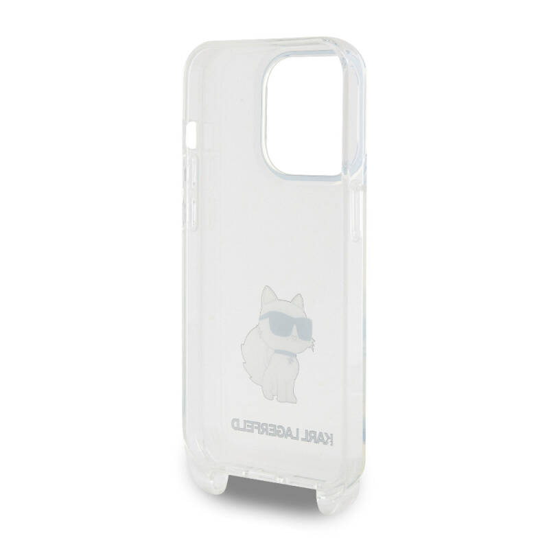 Apple iPhone 15 Pro Max Case Karl Lagerfeld Original Licensed Neck Strap Choupette Iconic Crossbody Cover - 6