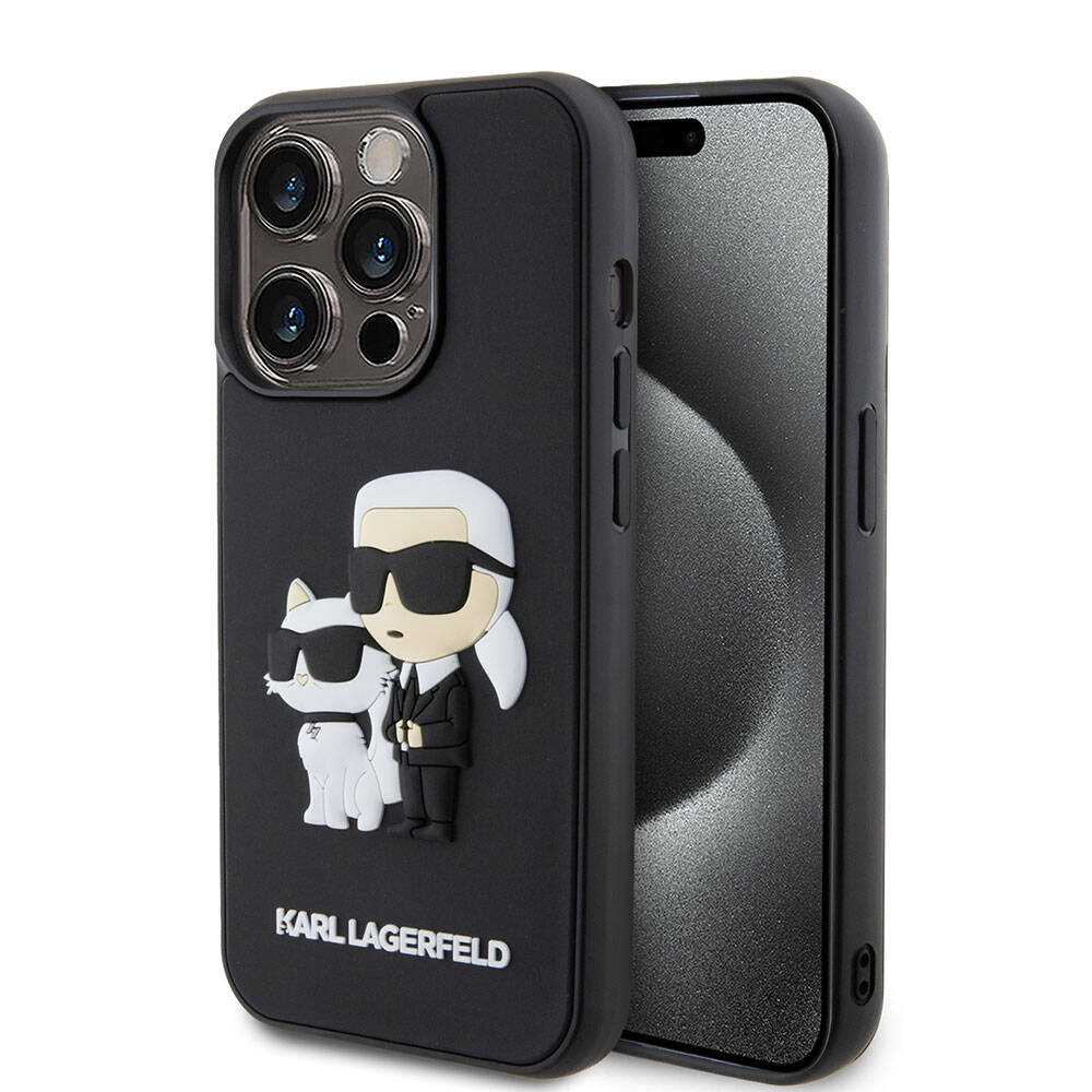 Apple iPhone 15 Pro Max Kılıf Karl Lagerfeld Silikon 3D K&C Logo ...