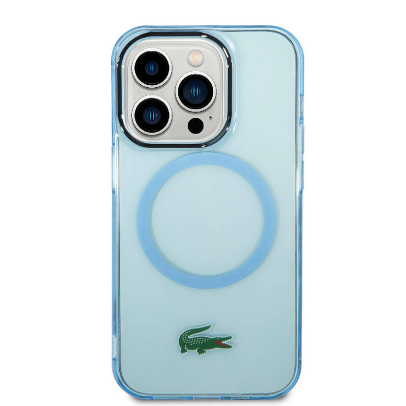 Apple iPhone 15 Pro Max Case Lacoste Original Licensed Magsafe Charging Feature Transparent Crocodile Logo Printed Cover - 3