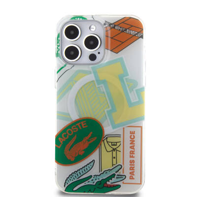 Apple iPhone 15 Pro Max Case Lacoste Original Licensed Magsafe Double Layer Patches Patterned Cover with Charging Feature - 3