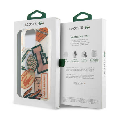 Apple iPhone 15 Pro Max Case Lacoste Original Licensed Magsafe Double Layer Patches Patterned Cover with Charging Feature - 16