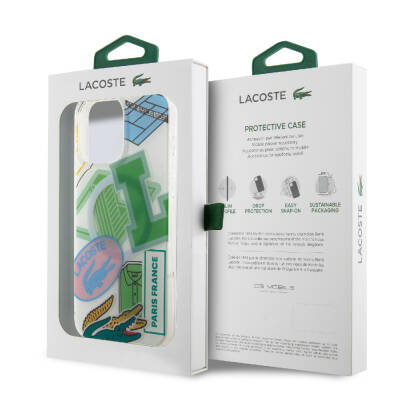 Apple iPhone 15 Pro Max Case Lacoste Original Licensed Magsafe Double Layer Patches Patterned Cover with Charging Feature - 24
