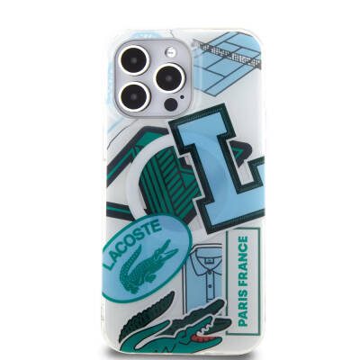 Apple iPhone 15 Pro Max Case Lacoste Original Licensed Magsafe Double Layer Patches Patterned Cover with Charging Feature - 27