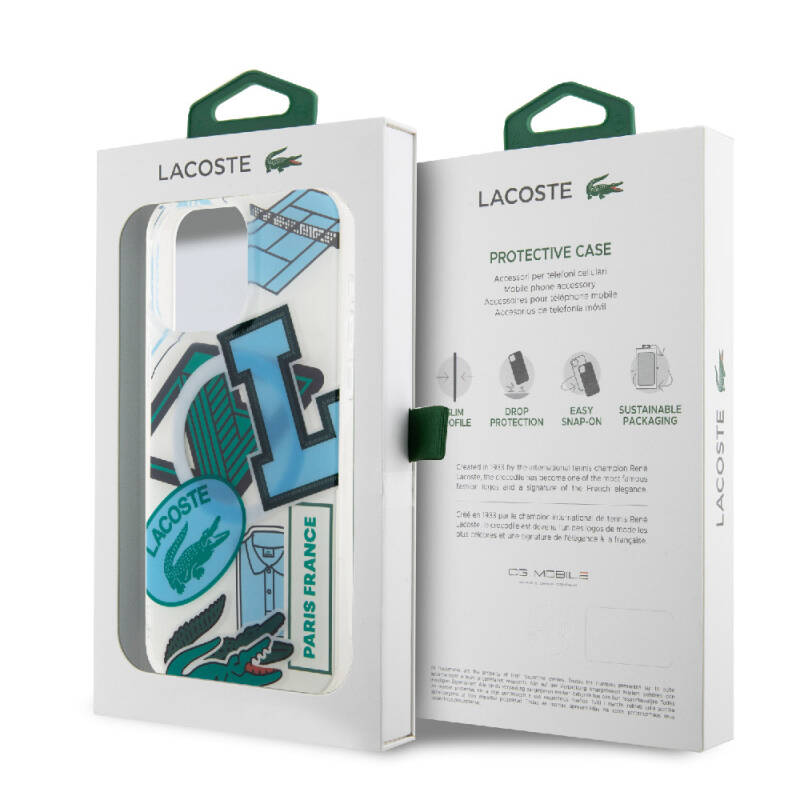 Apple iPhone 15 Pro Max Case Lacoste Original Licensed Magsafe Double Layer Patches Patterned Cover with Charging Feature - 32